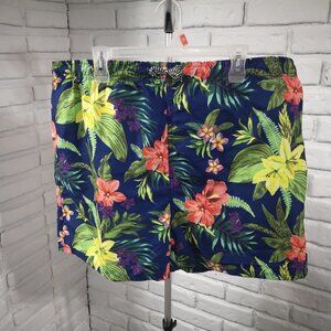 Azur Men's Flower Print Mesh Lined Size 2XL Straight Fit Swim Shorts